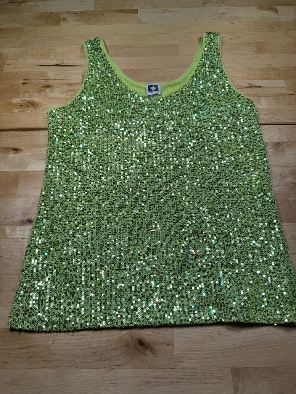Anne Klein Women’s Lime Green Sequin Tank Top